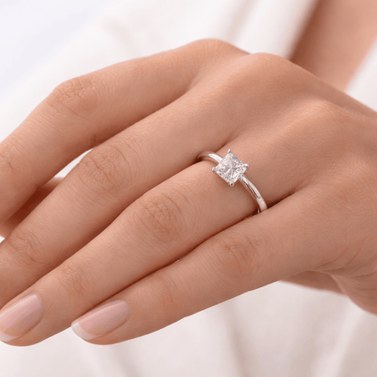 "ENGR02815" 1.01 Carat Princess Shaped GIA Diamond Engagement Ring in Platinum