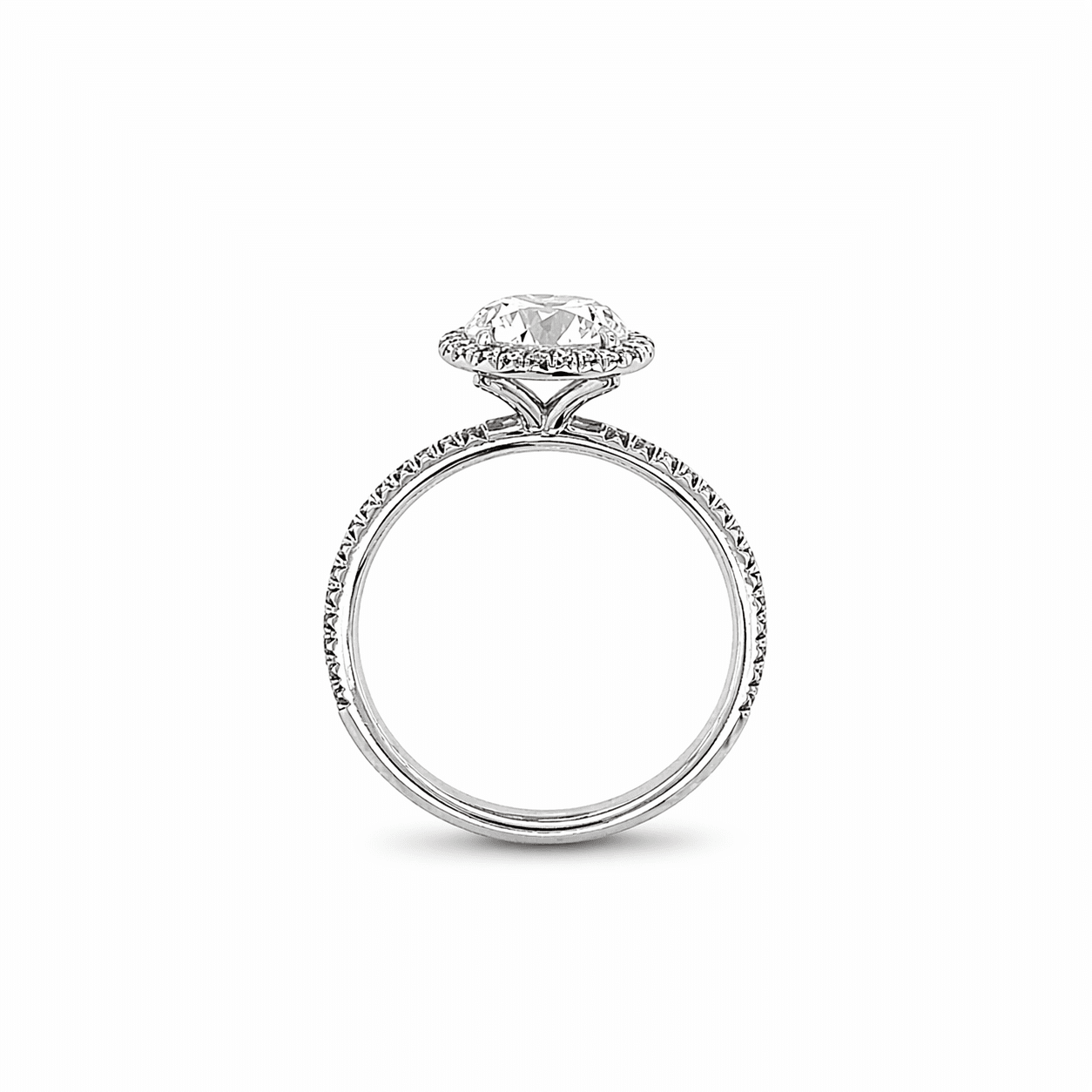 "ENGR03305" Round Diamond With Thin Halo Engagement Ring in Platinum