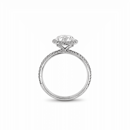 "ENGR03305" Round Diamond With Thin Halo Engagement Ring in Platinum
