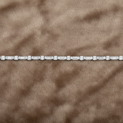 Natural Diamond Round & Baguette Cut Tennis Bracelet BRAC10036~ 3.52 carats Platinum