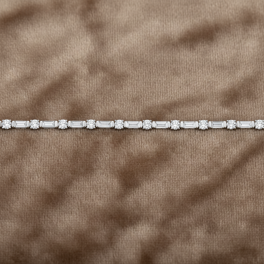 Natural Diamond Round & Baguette Cut Tennis Bracelet BRAC10036~ 3.52 carats Platinum