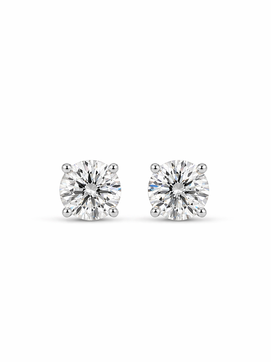 Lab Grown Diamond Studs EARR10296~14K White Gold 2.12 carats