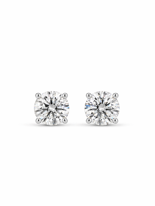 Lab Grown Diamond Studs EARR10296~14K White Gold 2.12 carats