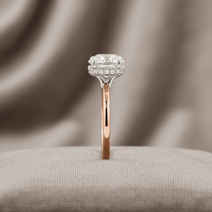 1.85 Total Carat Round Under-Halo Diamond Engagement Ring F VS2