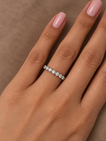 1.29 Carat Shared Ball Prong Diamond Eternity Band in 14K White Gold