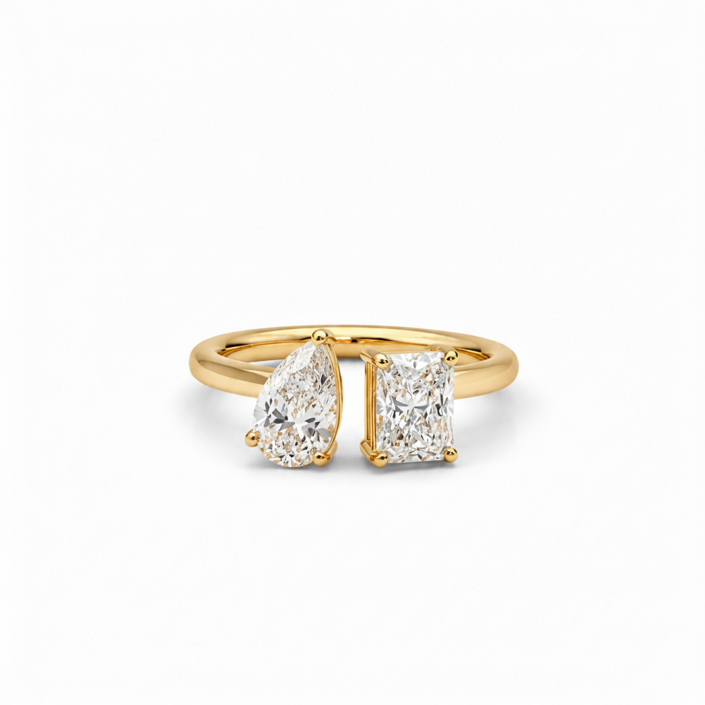 Lab Grown Diamond RING1081~ Toi et Moi, Pear & Radiant Cut