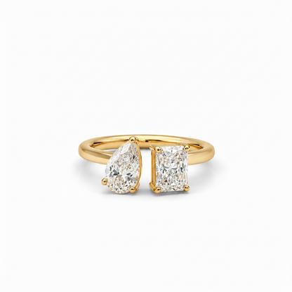 Lab Grown Diamond RING1081~ Toi et Moi, Pear & Radiant Cut