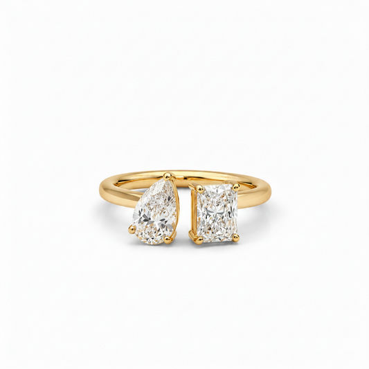 Lab Grown Diamond RING1081~ Toi et Moi, Pear & Radiant Cut