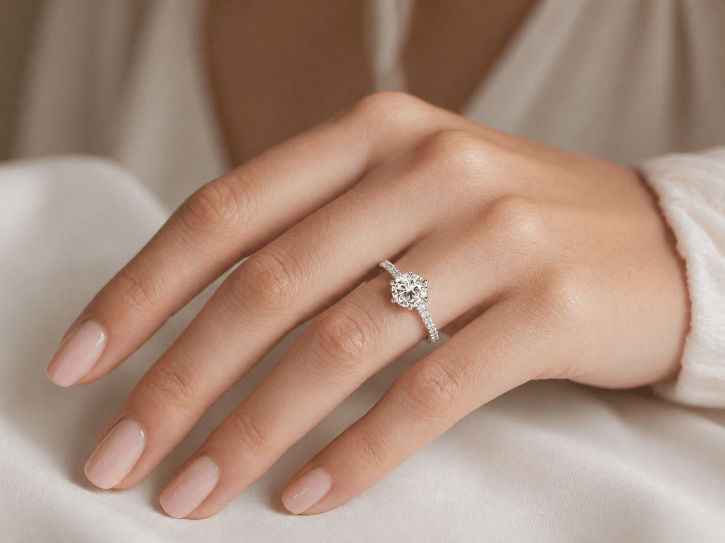 "ENGR03191" Diamond Engagement Ring in 18K White