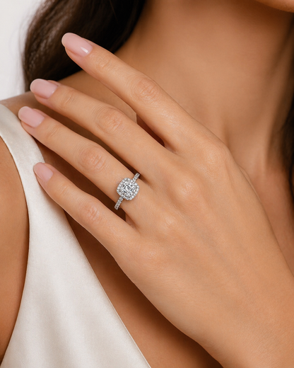 "ENGR03244" Platinum Cushion Cut Engagement Ring