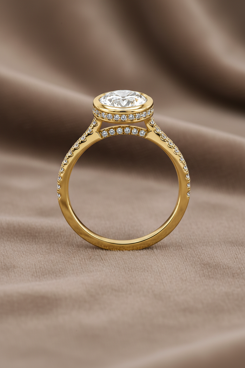 Lab Grown Diamond ENGR1112~ 2.10 carats 14K Yellow Gold