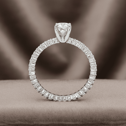 "ENGR01601" 1.38 Carat Round Diamond Classic Style Engagement Ring with Diamond Band in Platinum