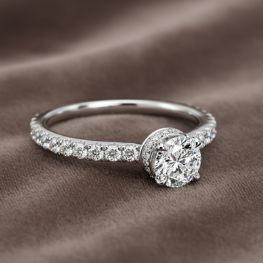 "ENGR03193" Diamond Engagement Ring With Pave Secret Diamonds