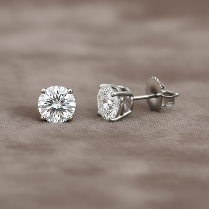 Lab Grown Diamond Studs EARR10296~14K White Gold 2.12 carats
