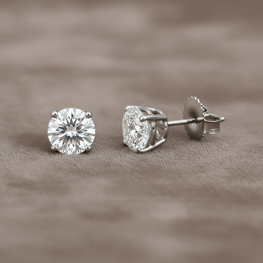 Lab Grown Diamond Studs EARR10296~14K White Gold 2.12 carats