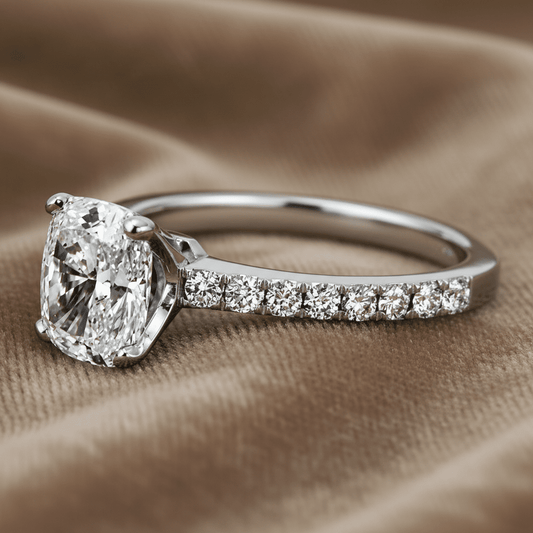 "ENGR02869" Cushion Cut Solitaire Diamond Engagement Ring