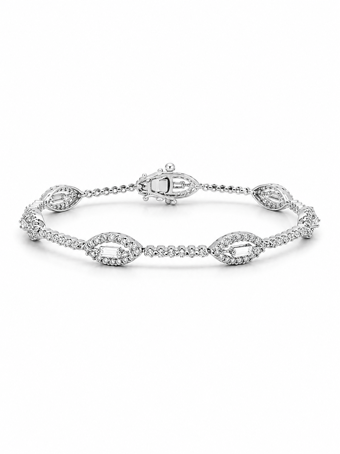 Natural Diamond Marquise Halo Tennis Bracelet BRAC10197~ 2.35 carats 18K White Gold