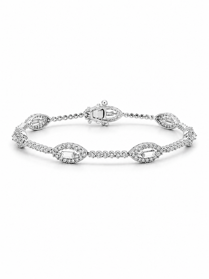 Natural Diamond Marquise Halo Tennis Bracelet BRAC10197~ 2.35 carats 18K White Gold