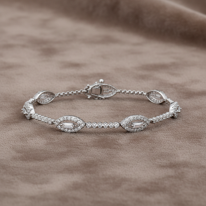 Natural Diamond Marquise Halo Tennis Bracelet BRAC10197~ 2.35 carats 18K White Gold