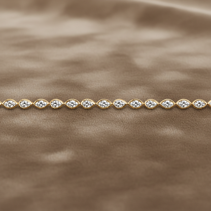Natural Diamond Pear & Marquise Cut Bezel Set Tennis Bracelet BRAC10115 ~ 2.55 carats 18K Yellow Gold
