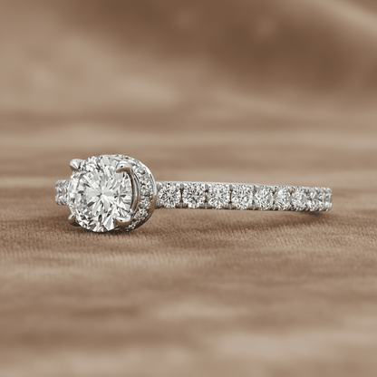 "ENGR03193" 0.40 Carat GIA Round Diamond Hidden Halo Engagement Ring