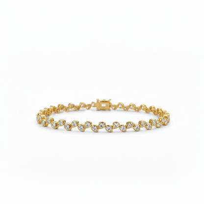 Natural Diamond Pear Cut Bezel Set Tennis Bracelet BRAC10116 ~ 4.81 carats 18K Yellow Gold