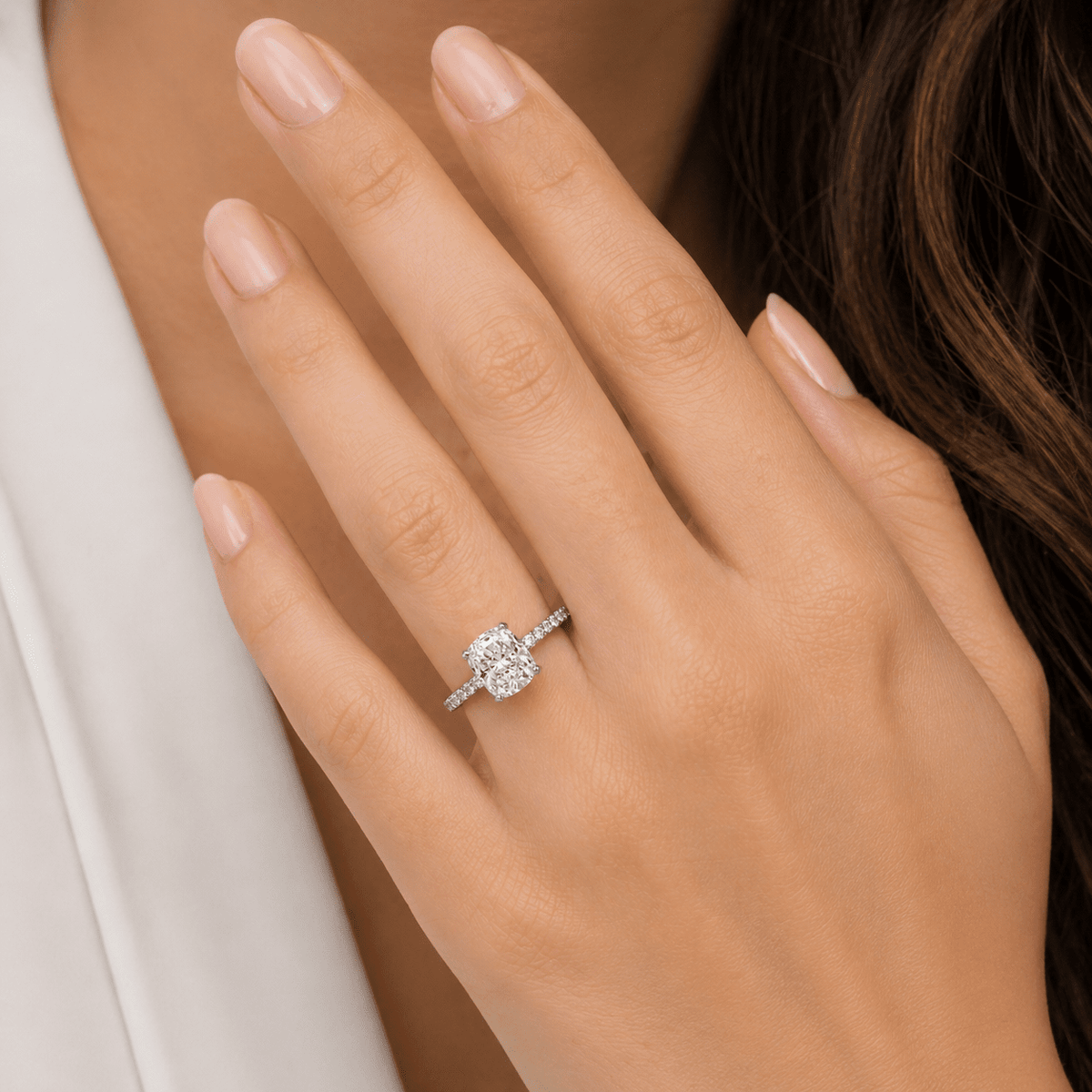 "ENGR02869" Cushion Cut Solitaire Diamond Engagement Ring
