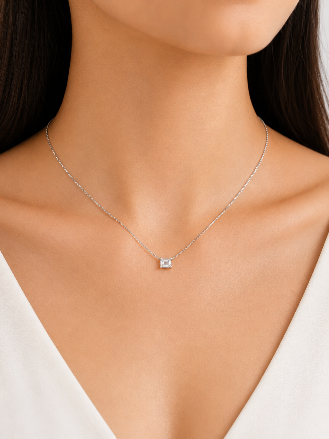 Lab Grown Diamond NECK1071 ~ Solitaire Emerald Cut