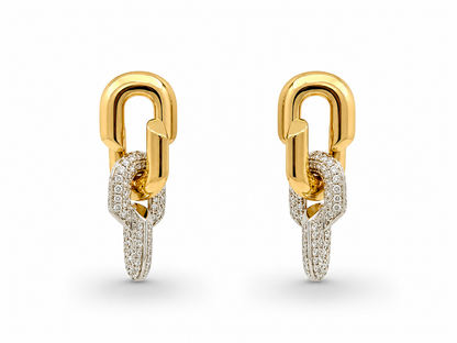 Sloane Pave Link Drop Earrings~ 18K Yellow Gold