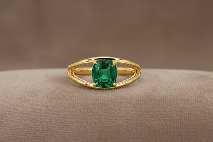 18K Yellow Gold Natural Zambian Emerald Ring RINGS1118- 1.28 carats