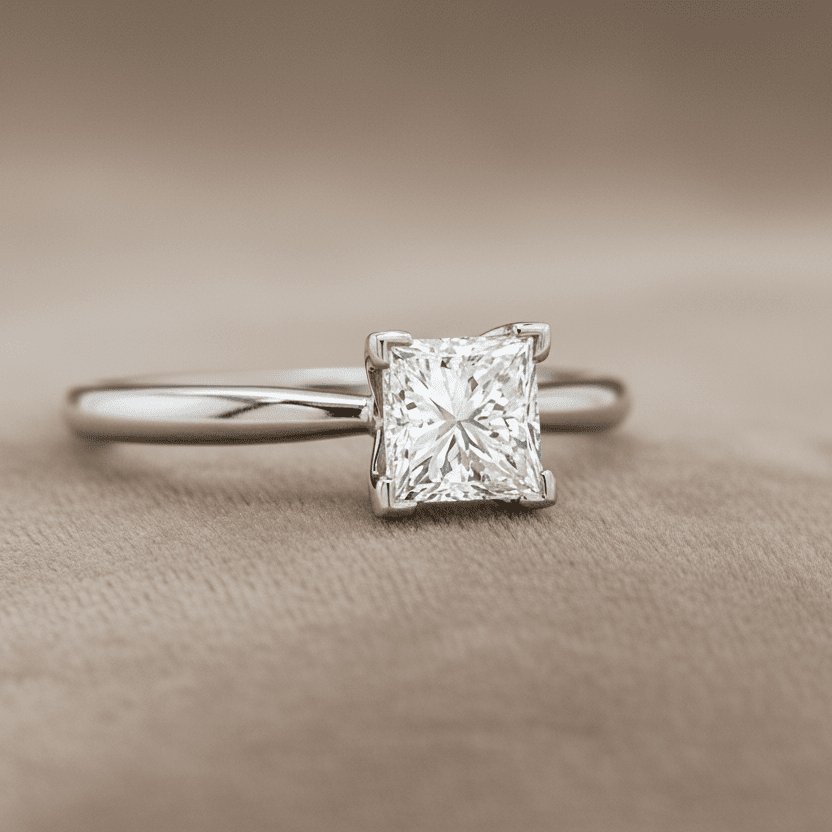 "ENGR02815" 1.01 Carat Princess Shaped GIA Diamond Engagement Ring in Platinum