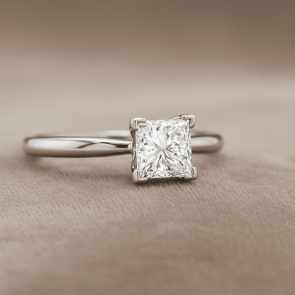 "ENGR02815" 1.01 Carat Princess Shaped GIA Diamond Engagement Ring in Platinum