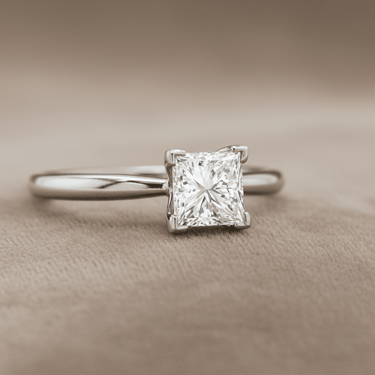 "ENGR02815" 1.01 Carat Princess Shaped GIA Diamond Engagement Ring in Platinum