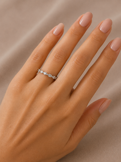 0.60 carat Lab Grown Diamond RINGS1104~Marquise Cut 7 Stones Ring East to West Set