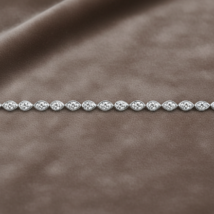 Natural Diamond Pear & Marquise Cut Bezel Set Tennis Bracelet BRAC10116 ~ 2.55 carats 18K White Gold