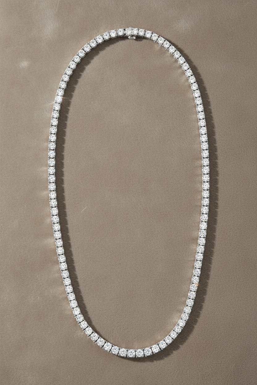Lab Grown Diamond Tennis Necklace NECK1119 ~ 15 carats 14K White Gold