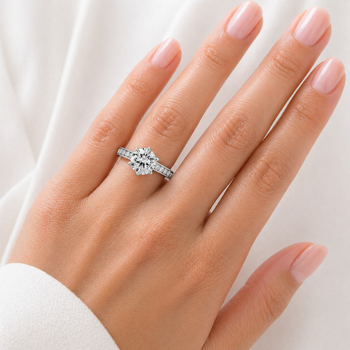 "ENGR02359" Round Cut Six Prong Diamond Engagement Ring