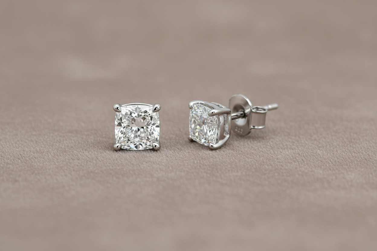 Lab Grown Diamond Studs~ EARR10323 Cushion Cut 1.50 carats