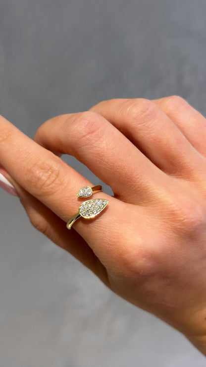 18K Yellow Gold & Diamond Open Band Ring