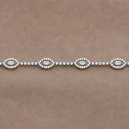 Natural Diamond Marquise Halo Tennis Bracelet BRAC10197~ 2.35 carats 18K White Gold