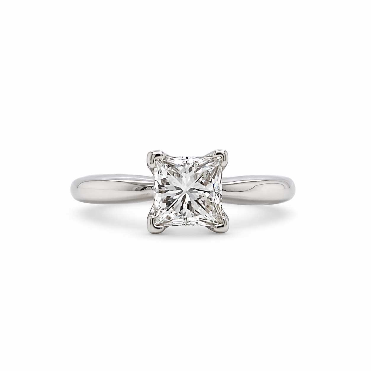 "ENGR02600" 0.86 Carat Princess Cut Diamond Solitaire Style Engagement Ring in Platinum