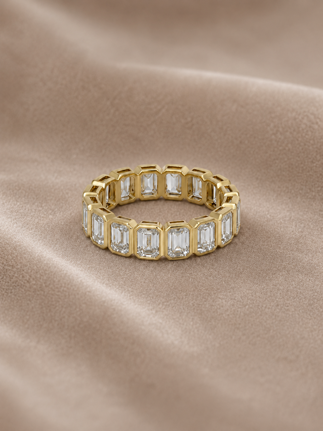 4.83 carat Lab Grown Diamond ETNBD01097~Emerald Cut Bezel Set Eternity Band