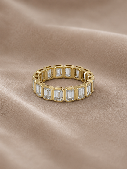 4.83 carat Lab Grown Diamond ETNBD01097~Emerald Cut Bezel Set Eternity Band