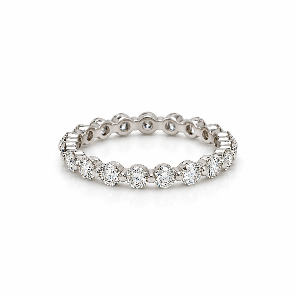 1.29 Carat Shared Ball Prong Diamond Eternity Band in 14K White Gold