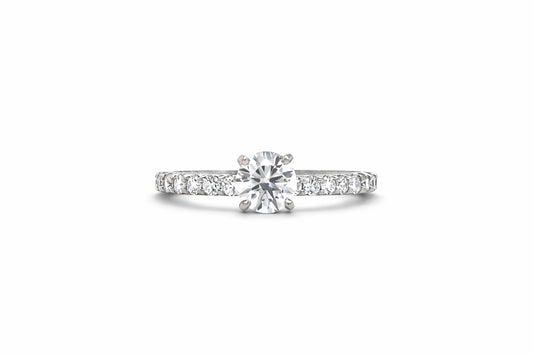 "ENGR01601" 1.38 Carat Round Diamond Classic Style Engagement Ring with Diamond Band in Platinum