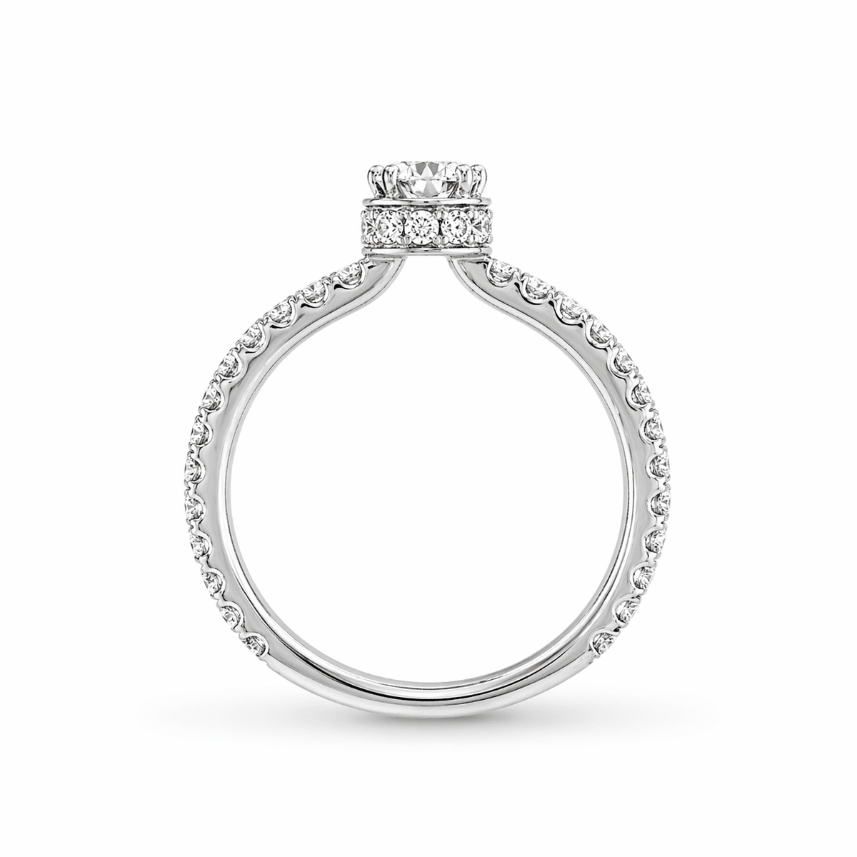"ENGR03193" 0.40 Carat GIA Round Diamond Hidden Halo Engagement Ring