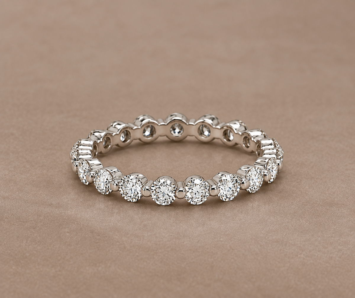 1.29 Carat Shared Ball Prong Diamond Eternity Band in 14K White Gold