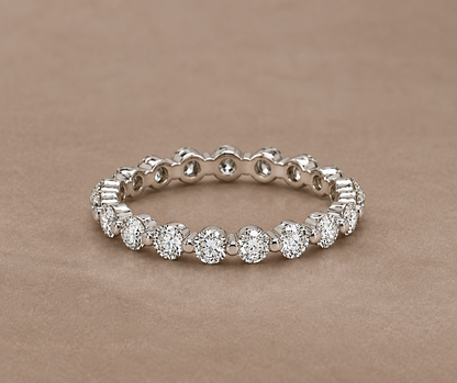 1.29 Carat Shared Ball Prong Diamond Eternity Band in 14K White Gold