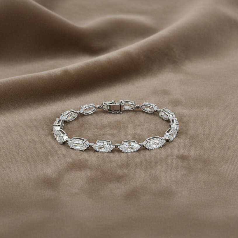 Lab Grown Diamond Tennis Bracelet ~ BRAC10221 Marquise Brillant & Step Cut