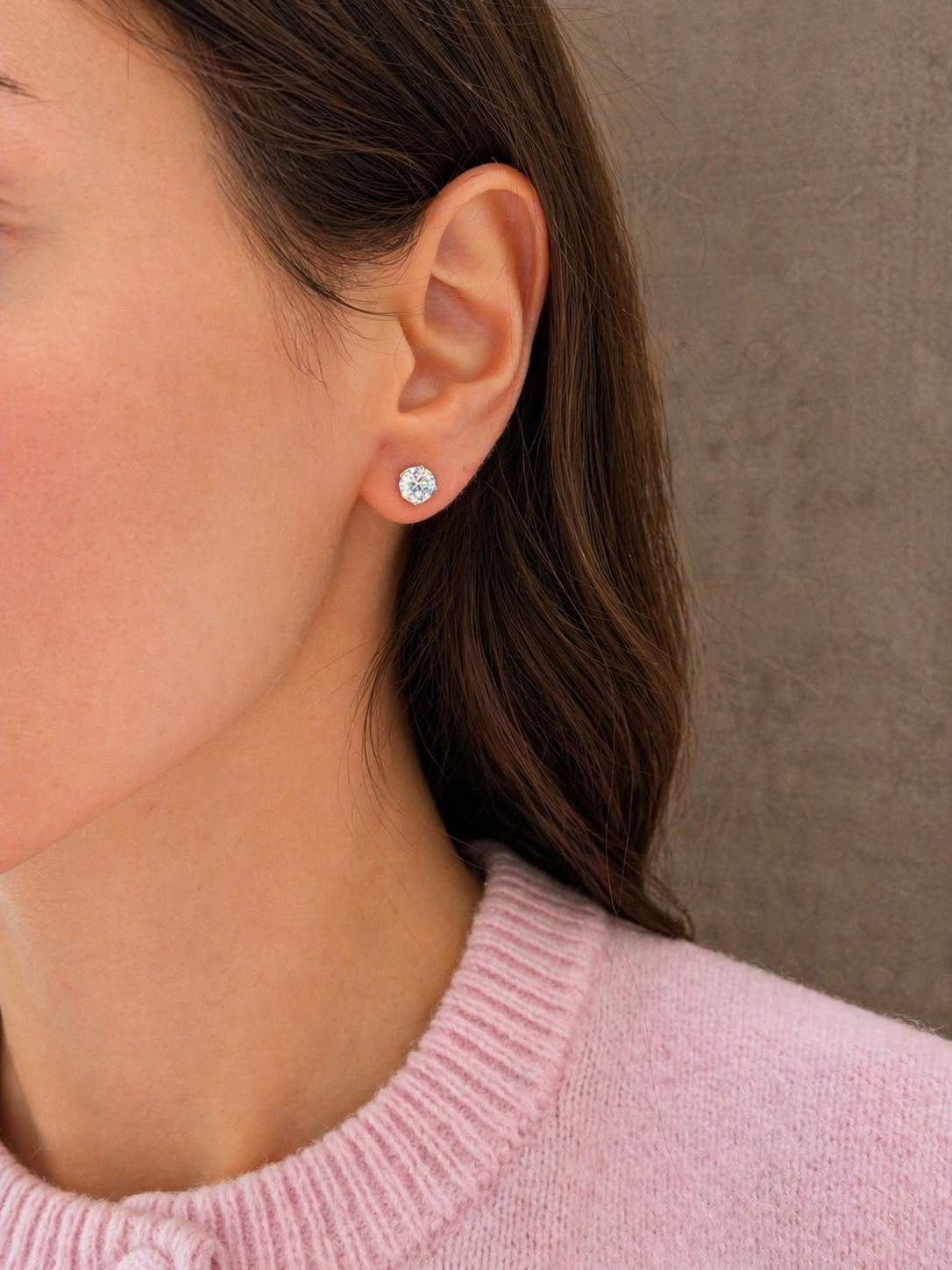 Lab Grown Diamond Studs EARR10296~14K White Gold 2.12 carats